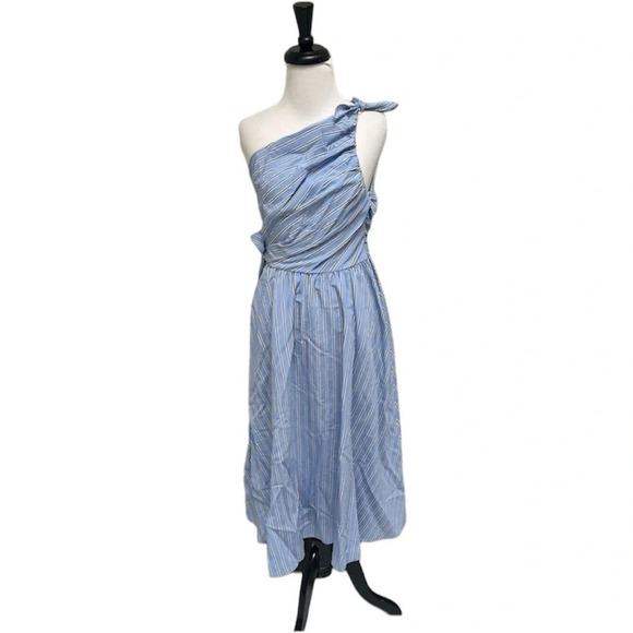 NWOT A.L.C. Cabrera Stripe One-Shoulder Dress Blue White Casual Women’s 4 - Picture 4 of 13